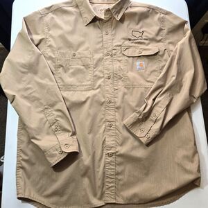 Carhartt Force Relaxed Shirt Mens SZ XL Brown Lightweight Button down Work Wick